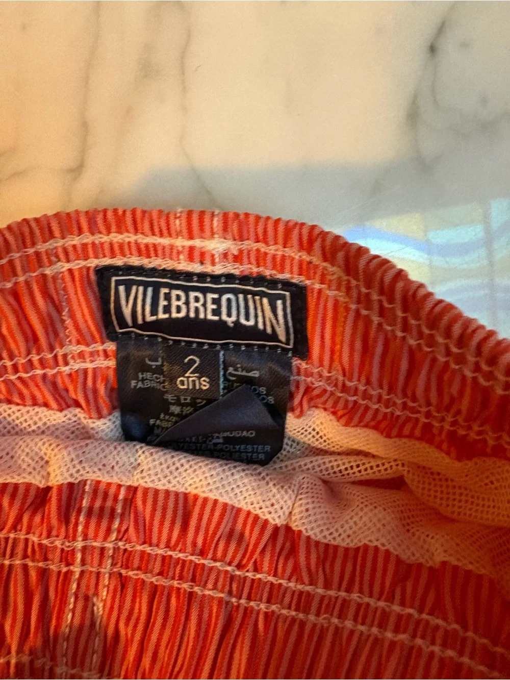 Vilebrequin orange Pinstripe Swim Trunks 2ans NWOT